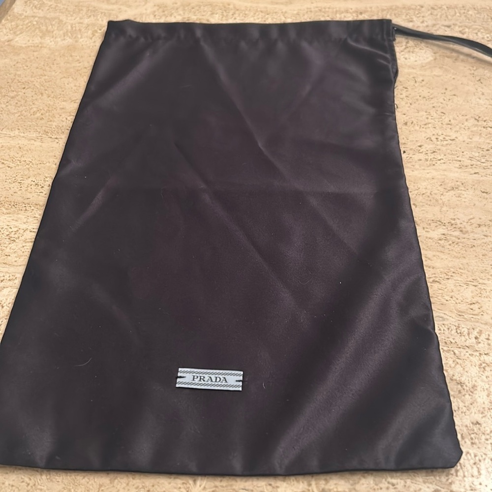 Prada Black Satin Dust Bag with Drawstring and Logo Tag